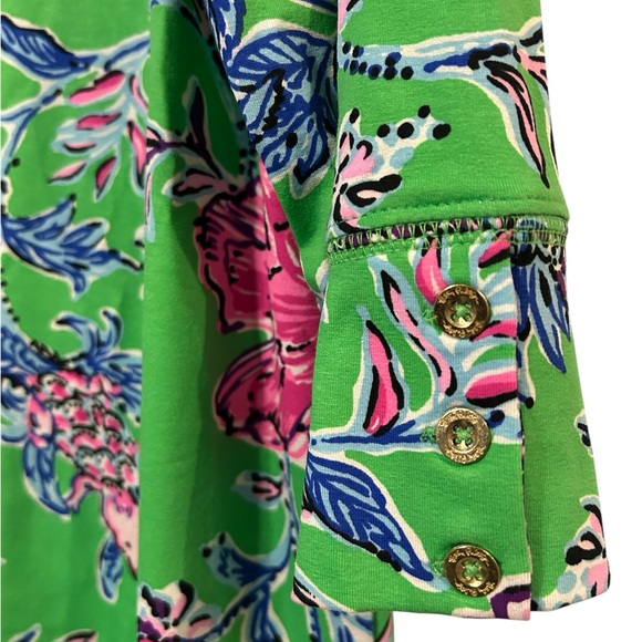 New Lilly Pulitzer Sophie Gecko Green Brewsters Bloom 3/4 sleeve dress XXL - Picture 3 of 8